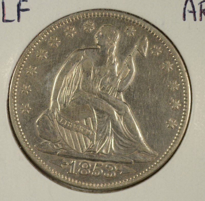 1853 SEATED HALF DOLLAR VF/XF (1 of 2)