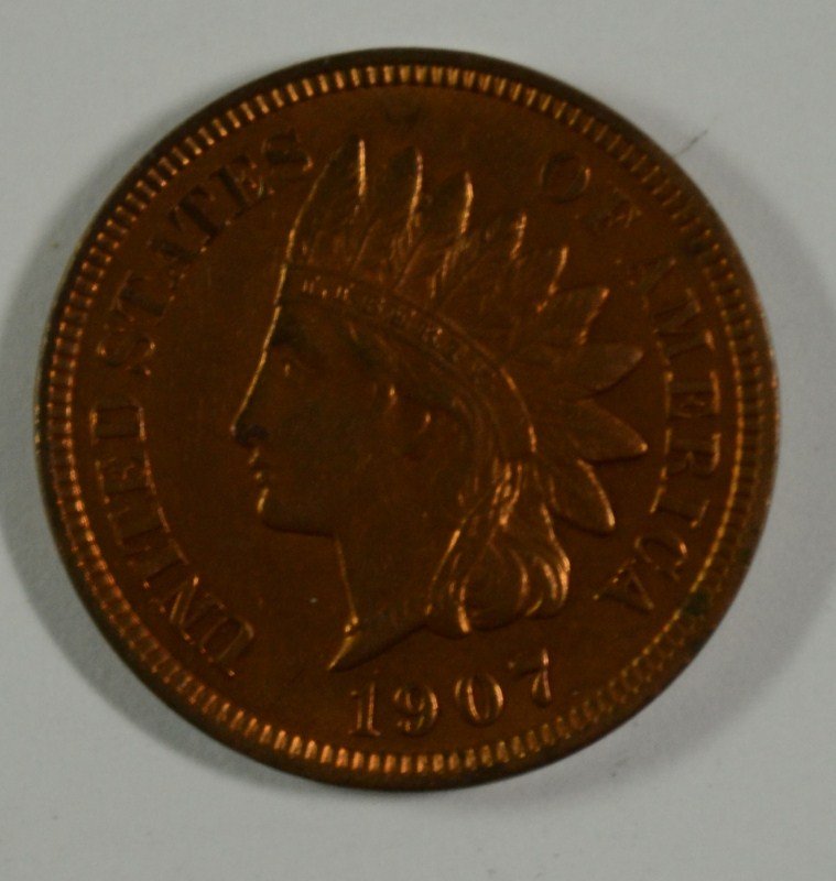 1907 INDIAN HEAD CENT RED AU (1 of 2)