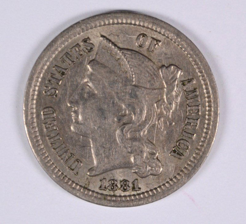 1881 THREE CENT NICKEL AU-55 (1 of 2)