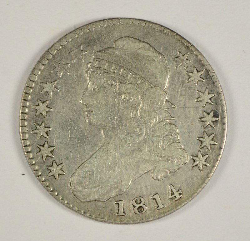 1814 CAPPED BUST HALF DOLLAR, FINE  CLEANED (1 of 2)