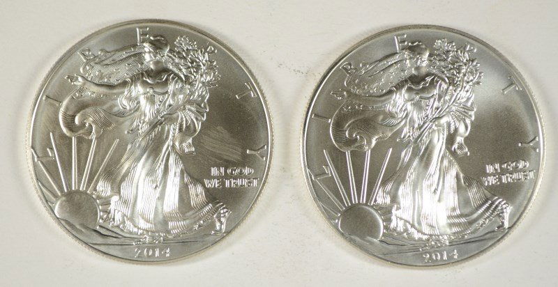( 2 ) 2014 AMERICAN SILVER EAGLES GEM BU (1 of 2)