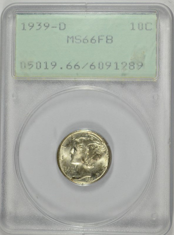 1939-D MERCURY DIME, PCGS MS-66 FULL BANDS "RATTLER": ESTIMATE, $125.00 TO $150.00 Silvertowne is rated as a top auction company because of its expert and accurate grading of coins and currency