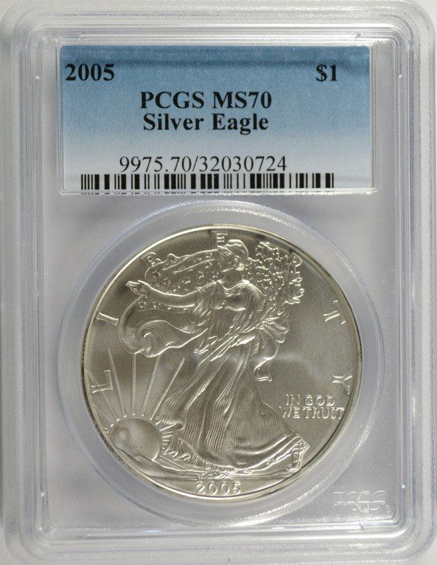 2005 AMERICAN SILVER EAGLE, PCGS MS-70 RARE LISTS IN (1 of 4)
