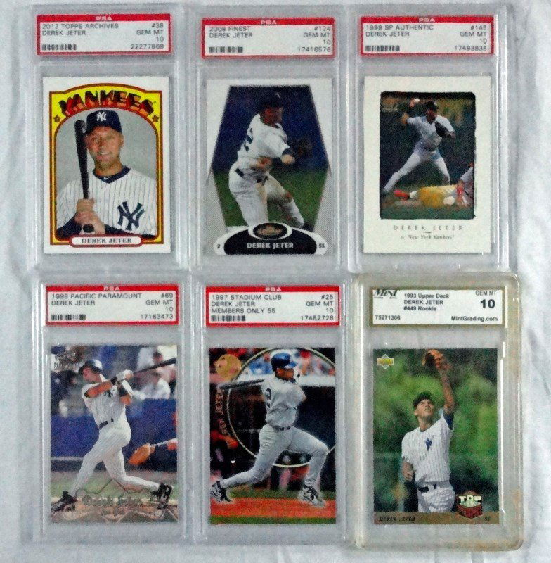 DEREK JETER GRADED LOT; 93 UD ROOKIE GEM MT 10; PLUS 5 (1 of 2)