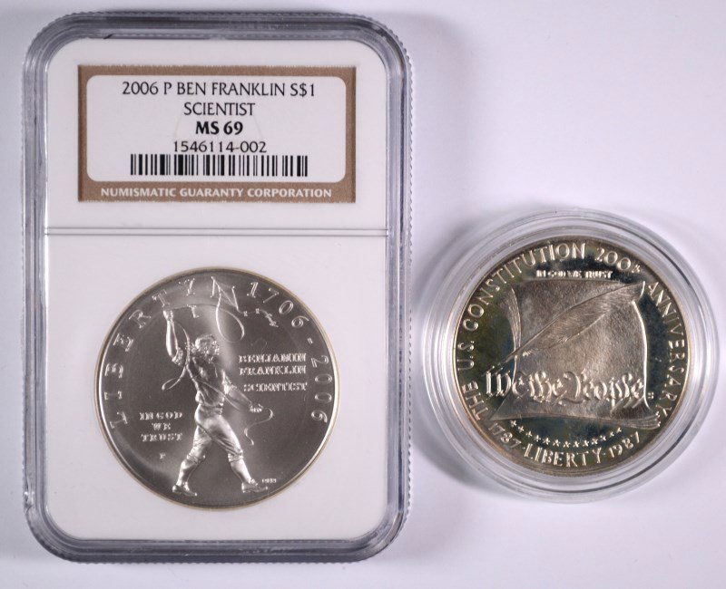 1987 CONSTITUTION COMMEM SILVER DOLLAR BOX/COA & 06 (1 of 6)