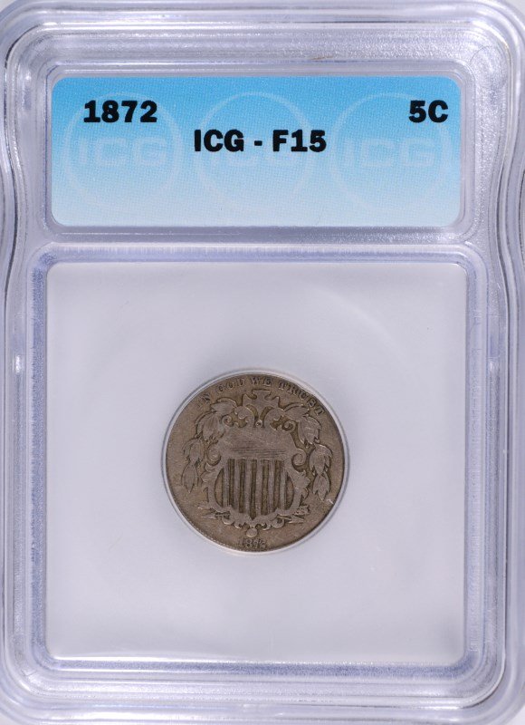 1872 SHIELD NICKEL ICG F-15 CLOSE TO VF (1 of 4)