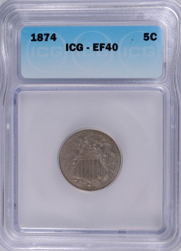 1874 SHIELD NICKEL ICG EF-40 (1 of 4)
