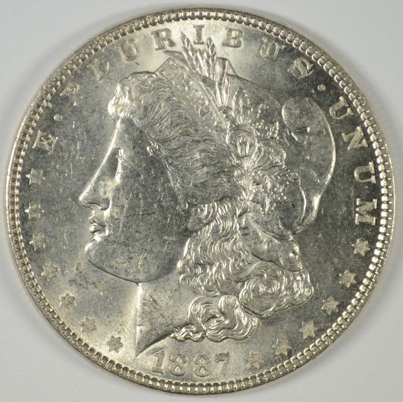1887 MORGAN SILVER DOLLAR, MS-63 (1 of 2)