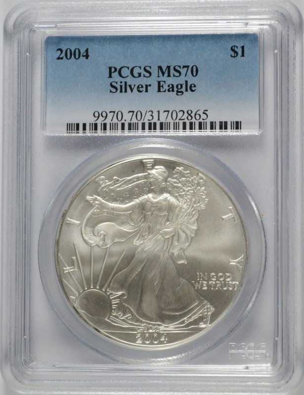 2004 AMERICAN SILVER EAGLE, PCGS MS-70! (1 of 4)
