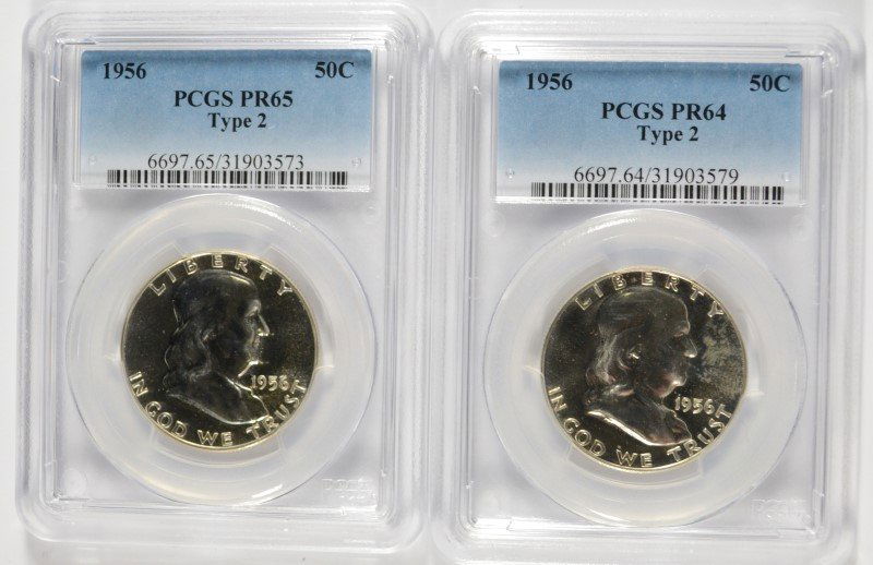 LOT OF ( 2 ) PCGS GRADED 1956 TYPE-2 FRANKLIN HALF (1 of 2)