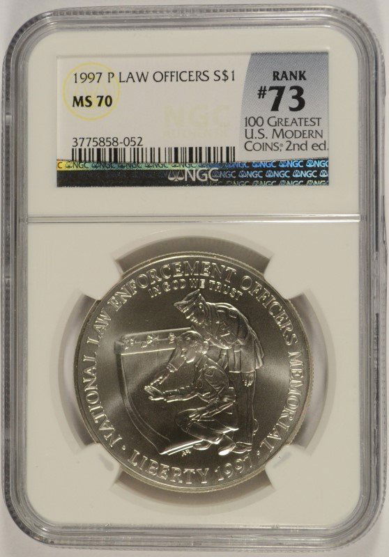 1997 LAW OFFICERS COMMEN DOLLAR NGC MS-70 !!!! (RANK (1 of 4)