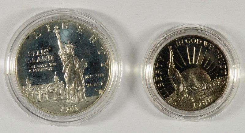 ( 2 ) 1986 2-PIECE STATUE OF LIBERTY PF COMMEM SETS, (1 of 2)
