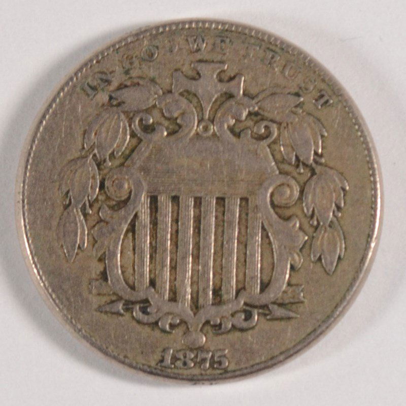 1875 SHIELD NICKEL, XF/AU  NICE! KEY DATE! (1 of 2)