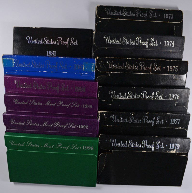 (12) U.S. PROOF SETS ORIG ENVELOPES - 1 EACH: 1973, (1 of 4)