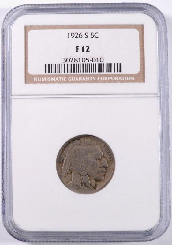 1926-S BUFFALO NICKEL, NGC FINE-12: ESTIMATE, $100.00 TO $120.00 Bid with confidence at Silvertowne Auctions. One of internet’s leading Auction Houses