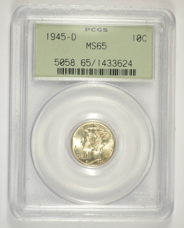 1945-D MERCURY DIME PCGS MS-65 (OGH) (1 of 4)