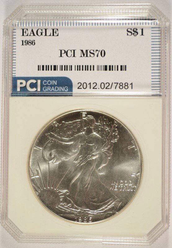 1986 AMERICAN SILVER EAGLE, PCI MS-70  RARE! (1 of 4)