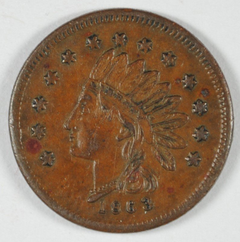 1863 CIVIL WAR TOKEN OHIO, NORTH HAMPTON OH 645 B-1a: G.W. McLEAN PRODUCE DEALER EST 200.00-220.00
