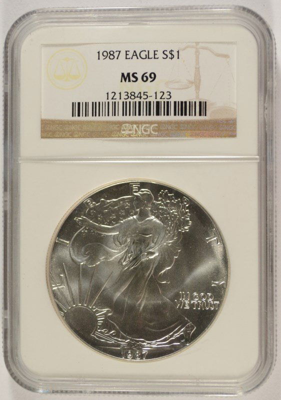 1987 SILVER AMERICAN EAGLE NGC MS-69 (1 of 4)