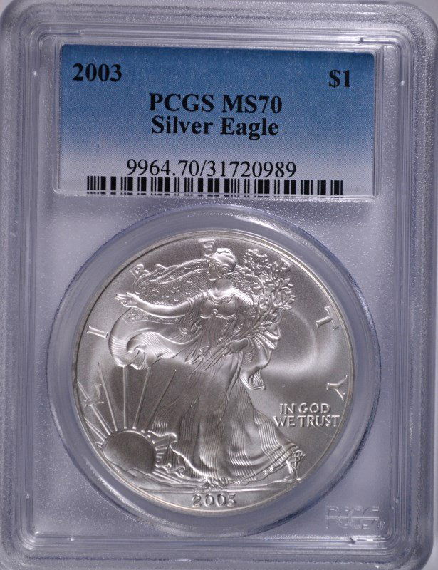 2003 AMERICAN SILVER EAGLE, PCGS MS-70! PERFECT! (1 of 4)