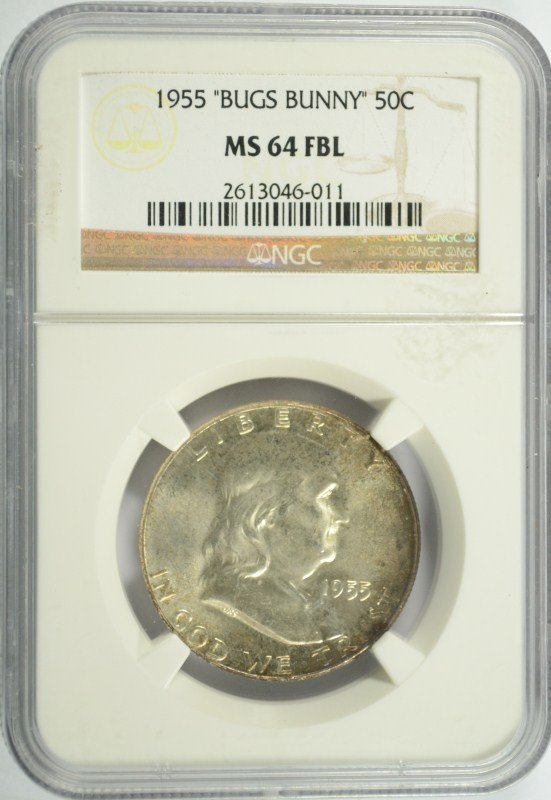 1955 "BUGS BUNNY" FRANKLIN HALF DOLLAR, NGC MS-64 FBL (1 of 4)