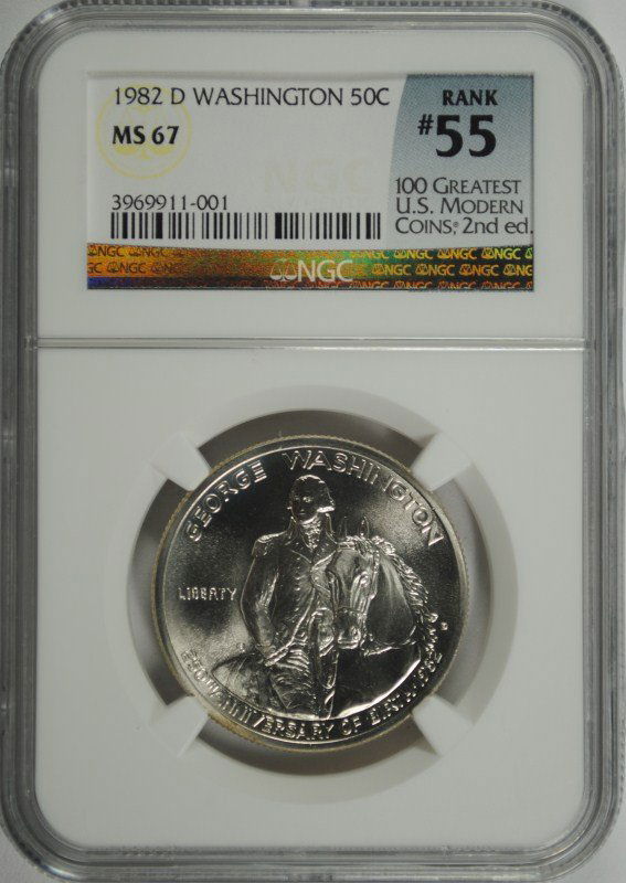 1982-D WASHINGTON COMMEN HALF DOLLAR NGC MS-67 (RANK (1 of 4)