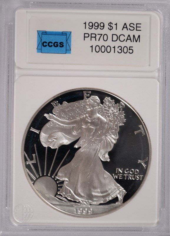 1999 AMERICAN SILVER EAGLE, CCGS PROOF-70 DCAM (1 of 4)