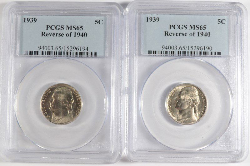 LOT OF ( 2 ) 1939 REVERSE OF 1940 JEFFERSON NICKELS, (1 of 2)