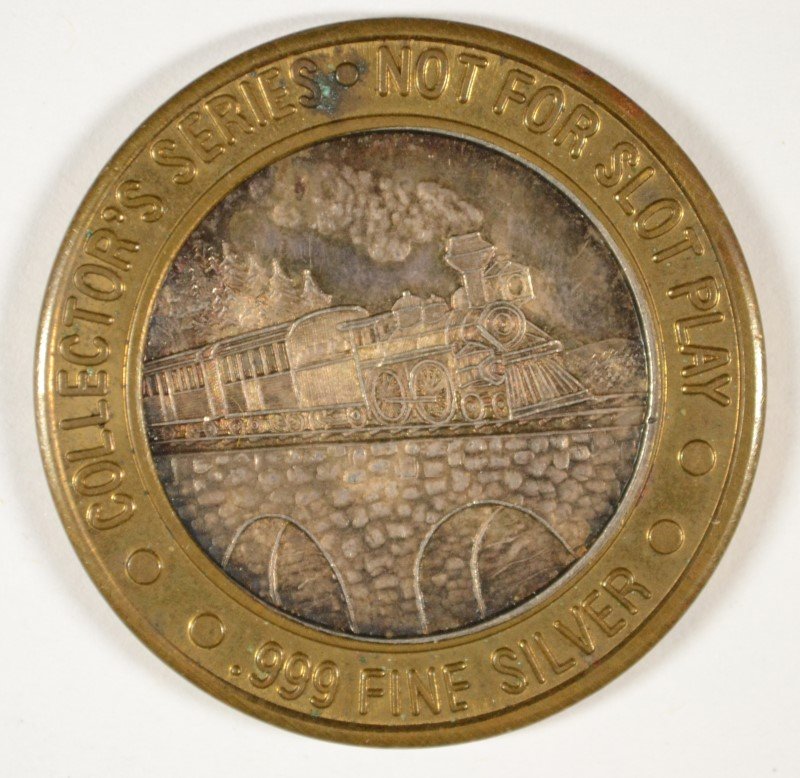 SILVER .999 FINE SILVER TropWorld CASINO TOKEN - TRAIN: EST 20.00-25.00