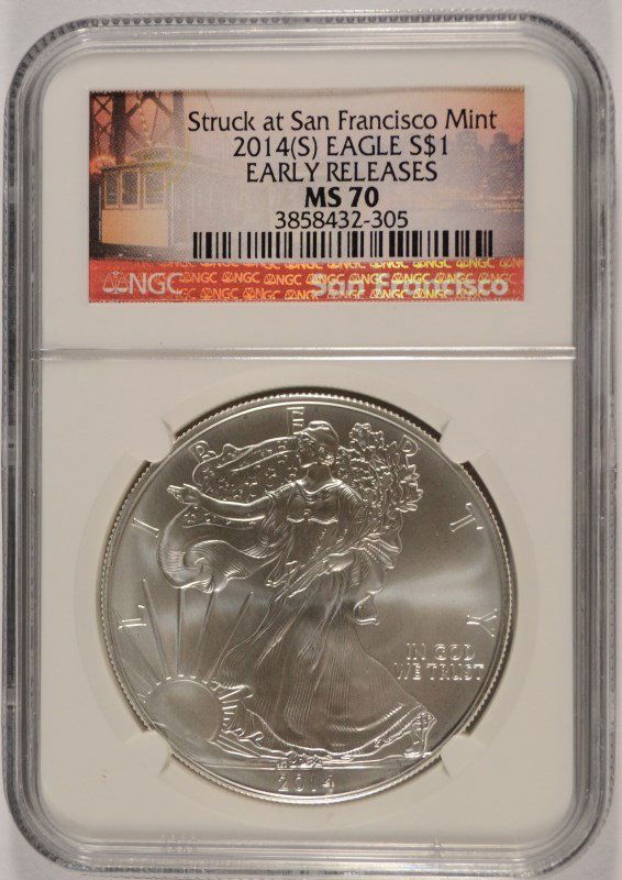 2014 (S) AMERICAN SILVER EAGLE, NGC MS-70 EARLY (1 of 4)