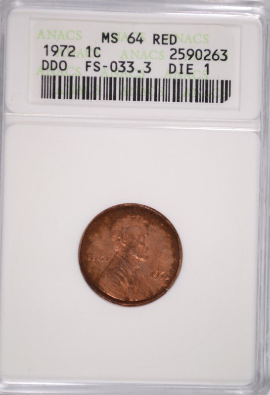 1972 DDO LINCOLN CENT ANACS MS-64 RED (1 of 4)