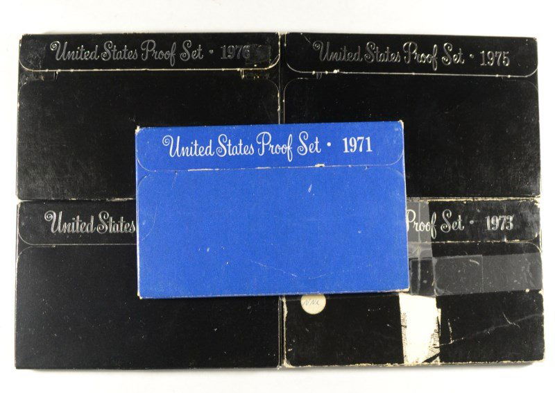 U.S. PROOF SETS; 1971, '73, '74, '75, '76 - ALL (1 of 1)