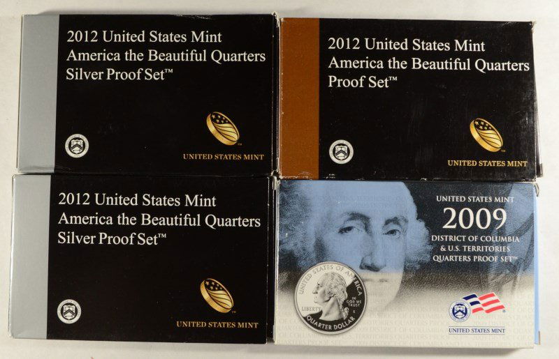 (4) U.S. PROOF QUARTER SETS BOX/COA: 2009 & 3- 2012 (1 of 2)