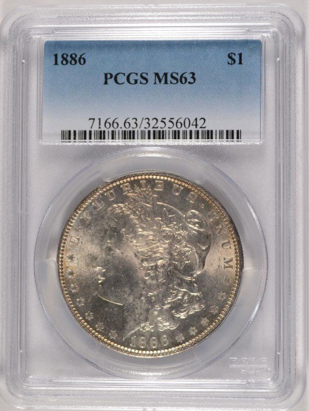 1886 MORGAN SILVER DOLLAR, PCGS MS-63 (1 of 4)