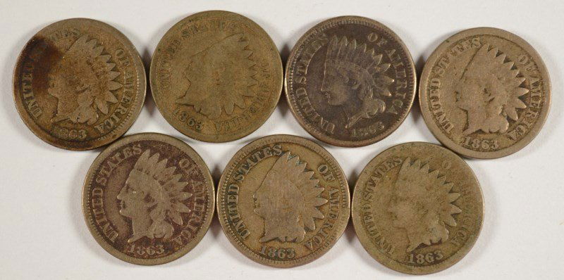 (7) 1863 INDIAN HEAD CENTS (1 of 2)