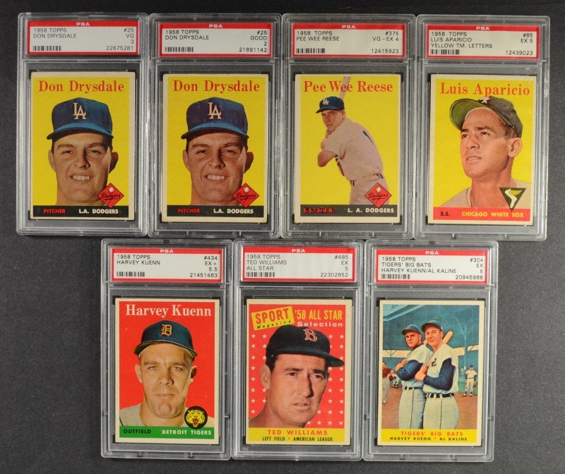 1958 TOPPS PSA LOT (7 CARDS) ALL STARS (1 of 2)