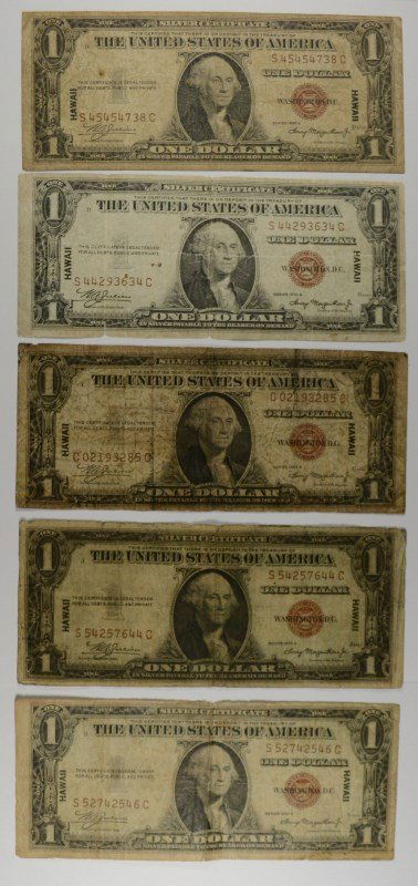 (5) 1935 $1 SILVER CERTIFICATE'S (HAWAII) (1 of 2)