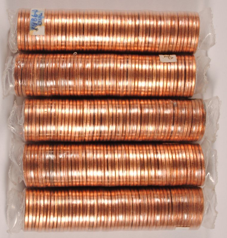 5 Unc 1986 Lincoln Cent Rolls. Better Date. (1 of 1)