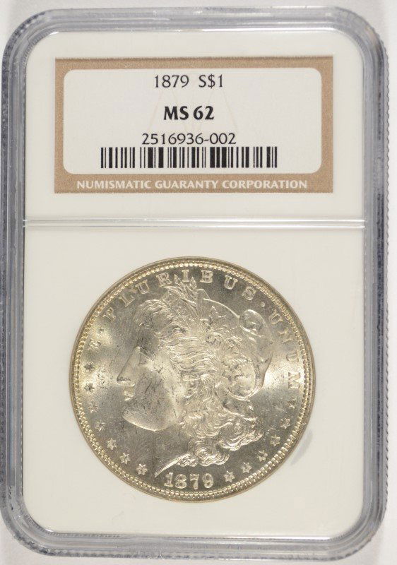 1879 MORGAN SILVER DOLLAR, NGC MS-62 (1 of 4)