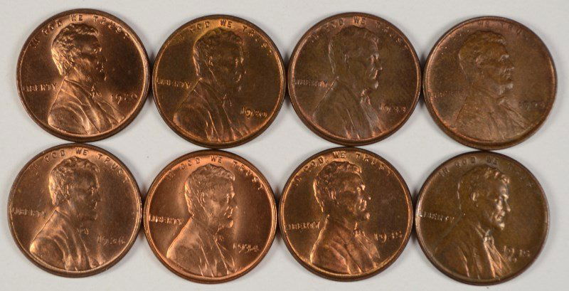(8) BU LINCOLN CENTS (1909, 1926, 1930, 1933, 1934, (1 of 2)