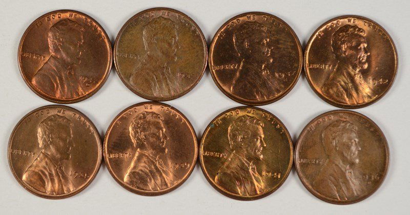 (8) BU LINCOLN CENTS (1935, 1936-D, 1937, 1937-S, 1939, (1 of 2)