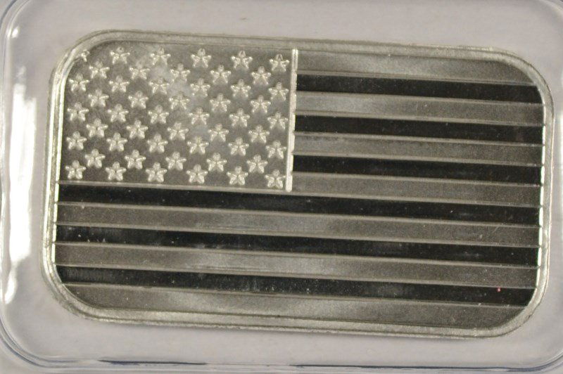 "AMERICAN FLAG" ONE OUNCE .999 SILVER INGOT SEALED IN (1 of 2)