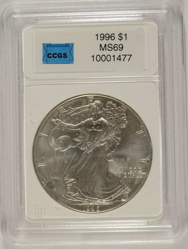 1996 AMERICAN SILVER EAGLE, CCGS MS-69  BETTER DATE (1 of 4)
