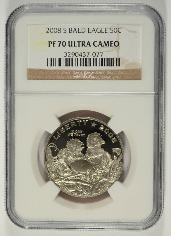 2008-S BALD EAGLE COMMEMORATIVE HALF DOLLAR, NGC PR-70 (1 of 4)