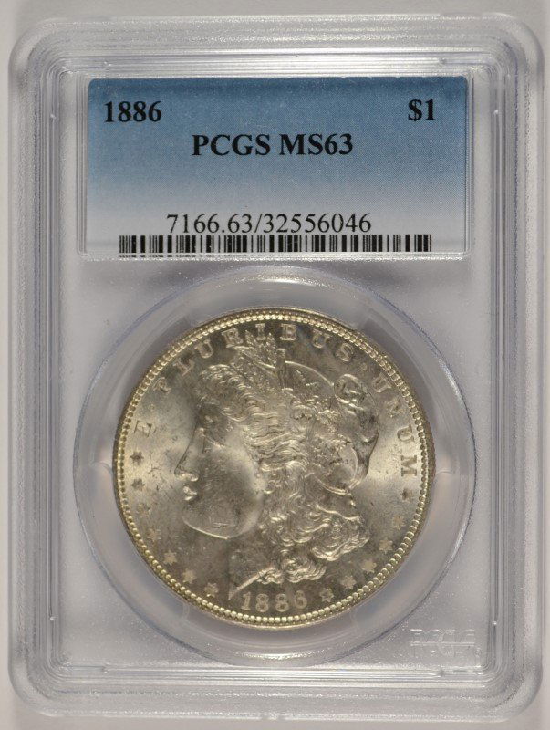 1886 MORGAN SILVER DOLLAR, PCGS MS-63 (1 of 4)