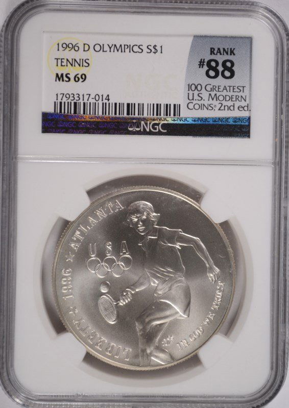 1996-D OLYMPICS (TENNIS) COMMEN DOLLAR NGC MS-69 (RANK (1 of 4)