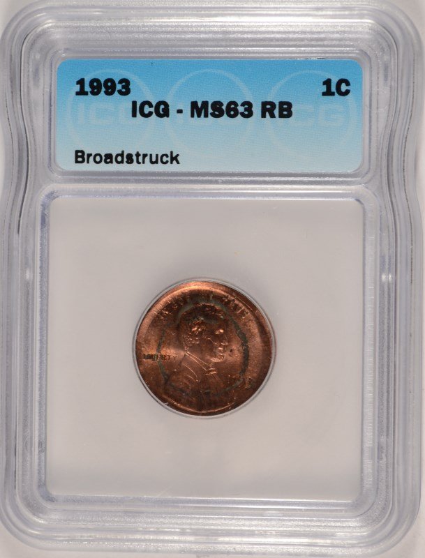 1993 LINCOLN CENT ICG MS-63 RB (MINT ERROR-BROADSTRUCK) (1 of 4)