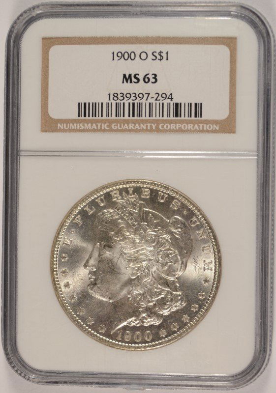 1900-O MORGAN DOLLAR NGC MS-63: ESTIMATE $60 - $70. SILVER TOWNE AUCTIONS IS RANKED ONE OF THE BEST INTERNET AUCTIONS