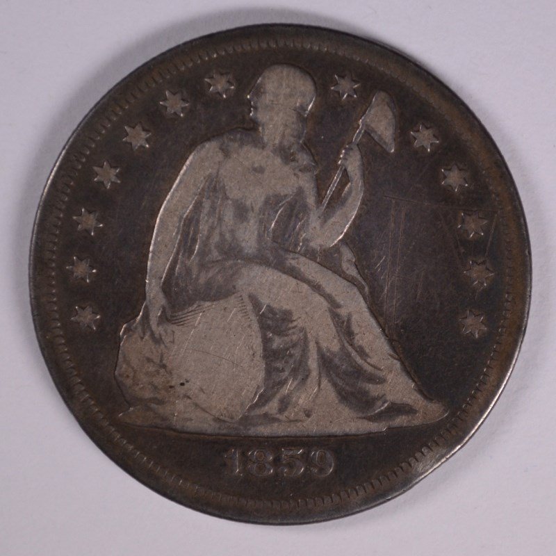 1859-O SEATED DOLLAR G/VG (1 of 2)