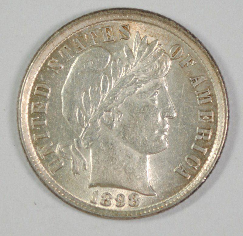 1898 BARBER DIME, AU/BU  WHITE COIN! (1 of 2)